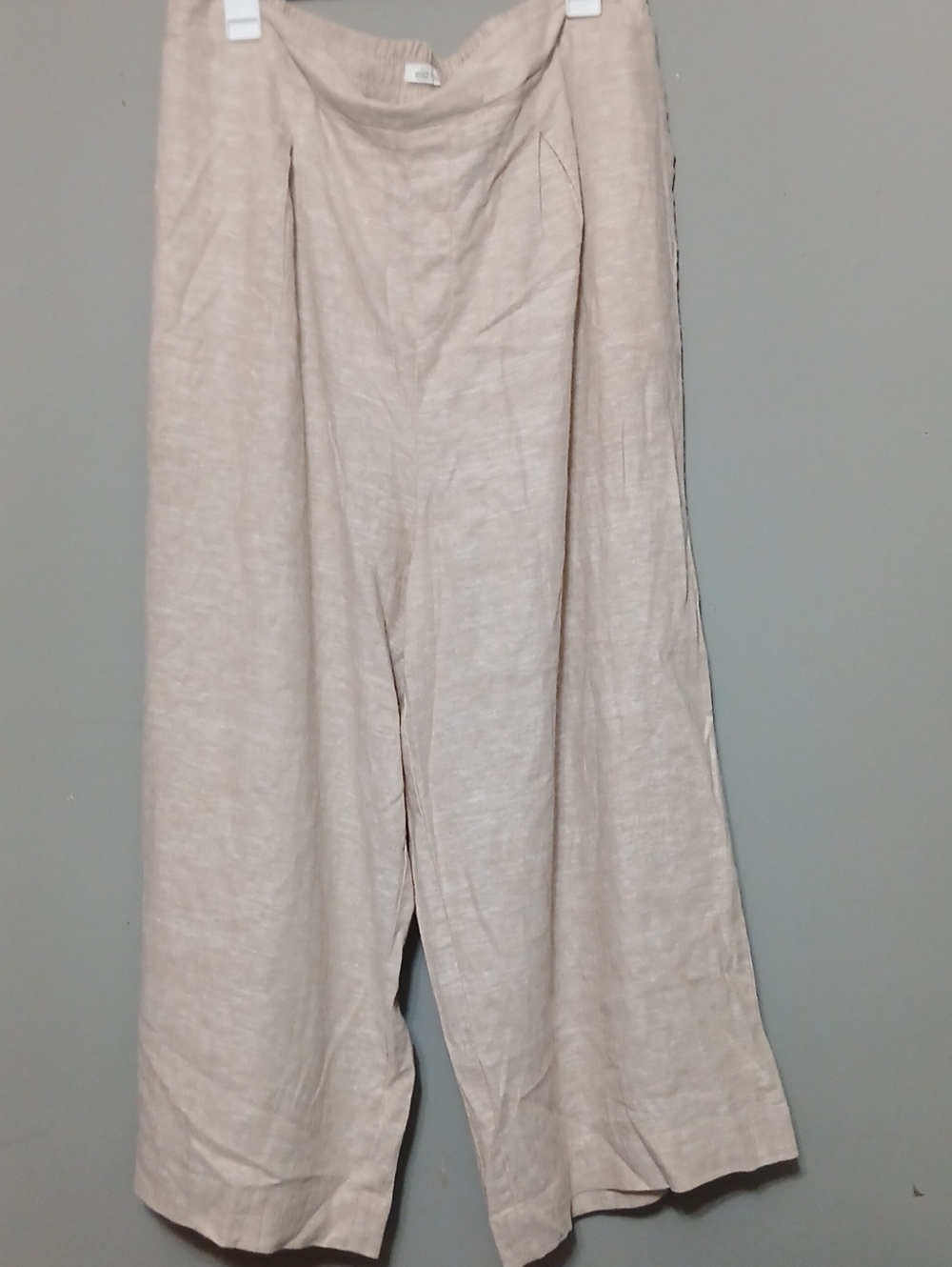 Ella Moss Wide-Leg Linen-Blend Pants in Light Beige